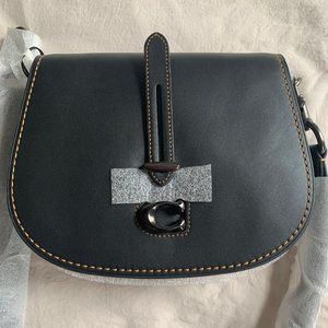 Coach 1941 Leather Saddle Bag, Black, Crossbody
